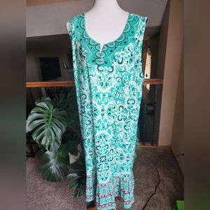 Catherines Women's Green Floral rhinestone casual dress size 4X